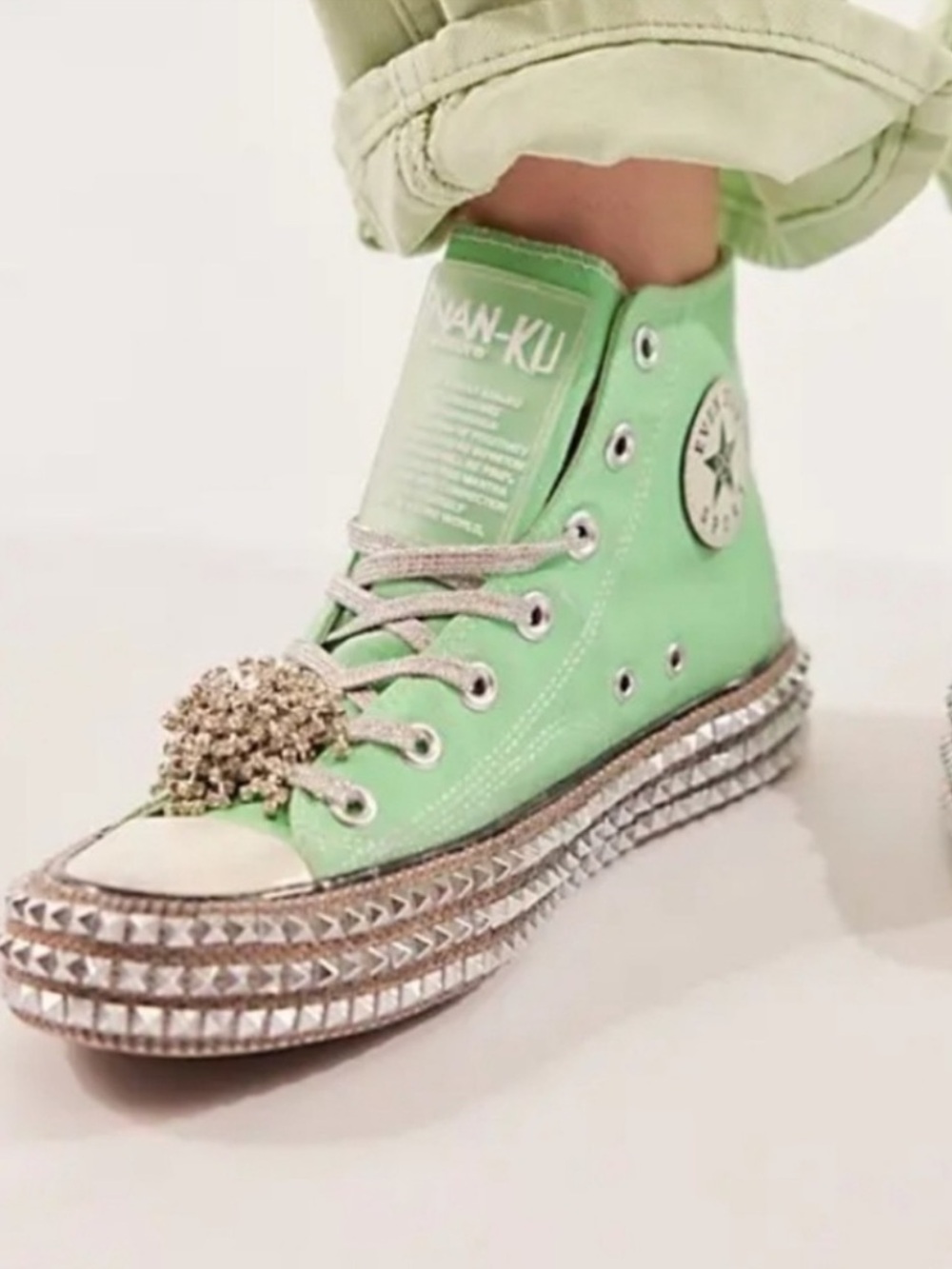 Free People Nan-Ku Sneakers Size 36 Cruise Studded Spring Mint High Top Shoes